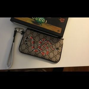 Gucci Kingsnake GG Canvas Pouch Wristlet - NWT